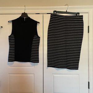 White House Black Market - Black/White Skirt, size Large